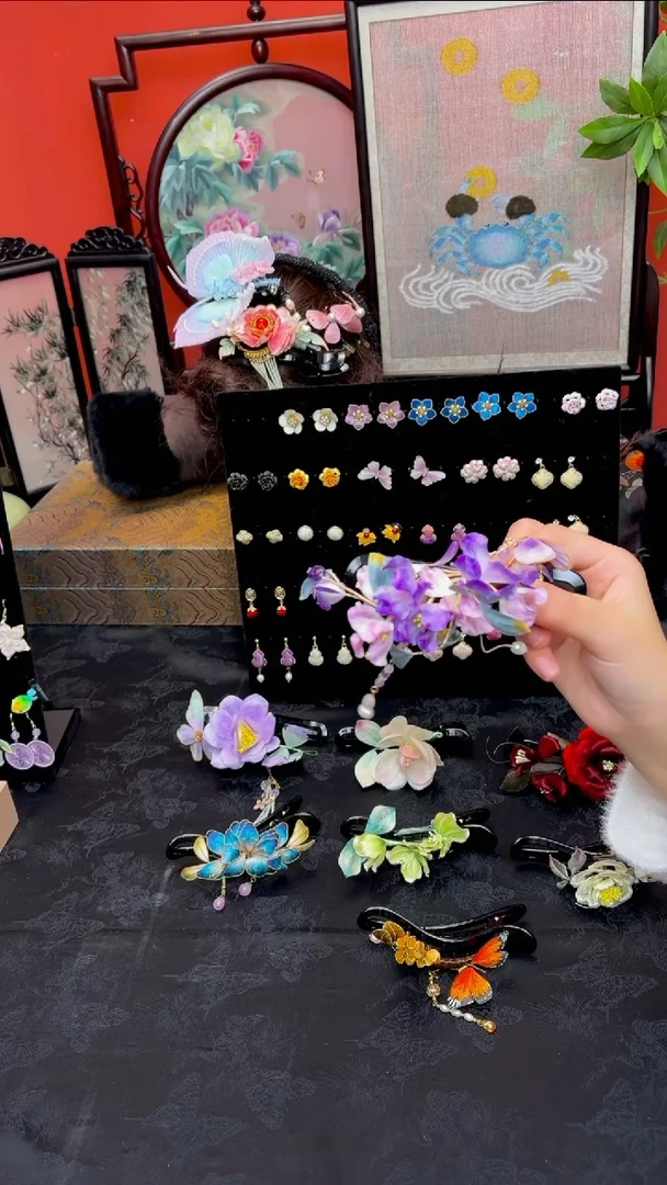 刺绣妍***?非遗绒花苏绣饰品