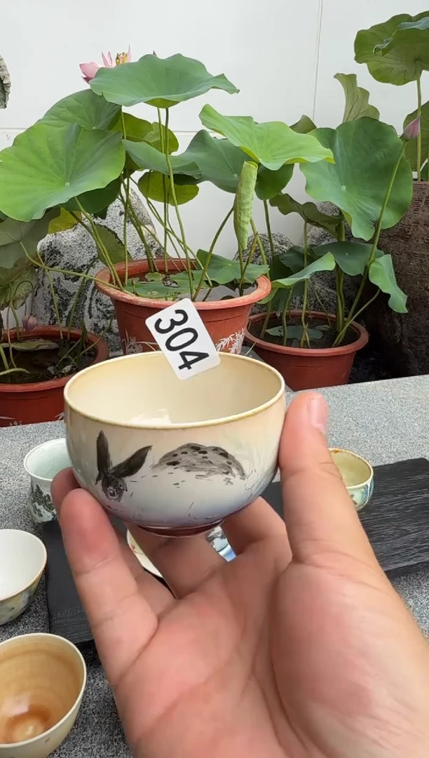陶瓷道*304微瑕手绘兔子主人杯