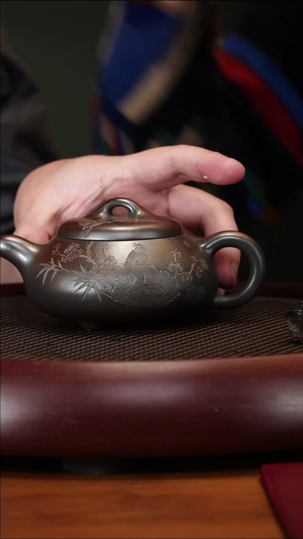 茶壶紫砂4-72ZCP汉棠石瓢黑墩头柴烧