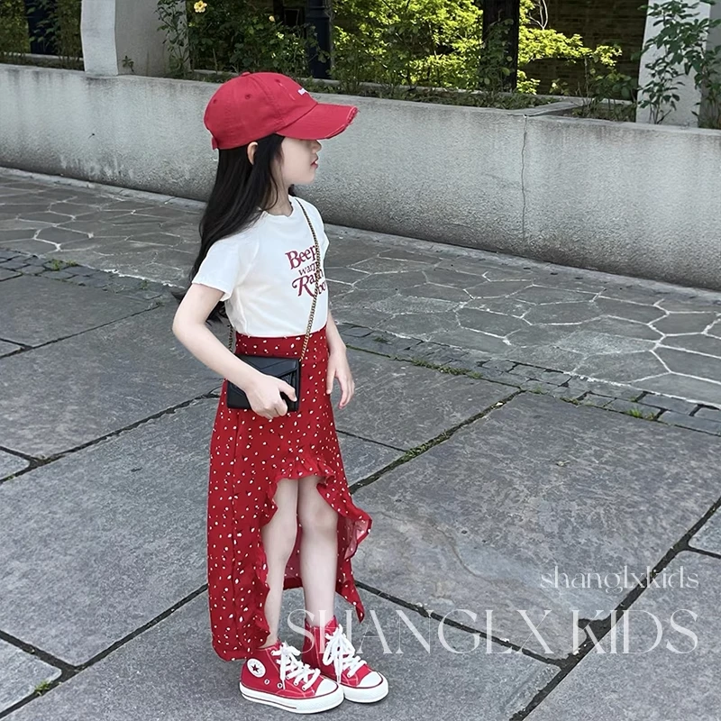 衣服女童时尚套装洋气时髦裙子2025新款夏季波点度假风穿搭感夏装