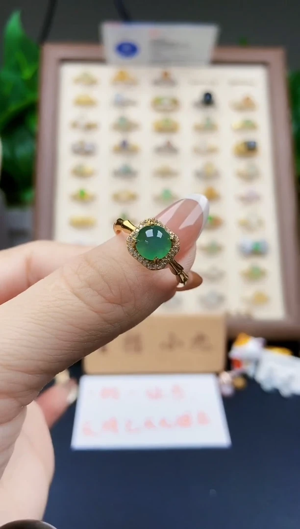 银S925镶嵌戒指翡翠12
