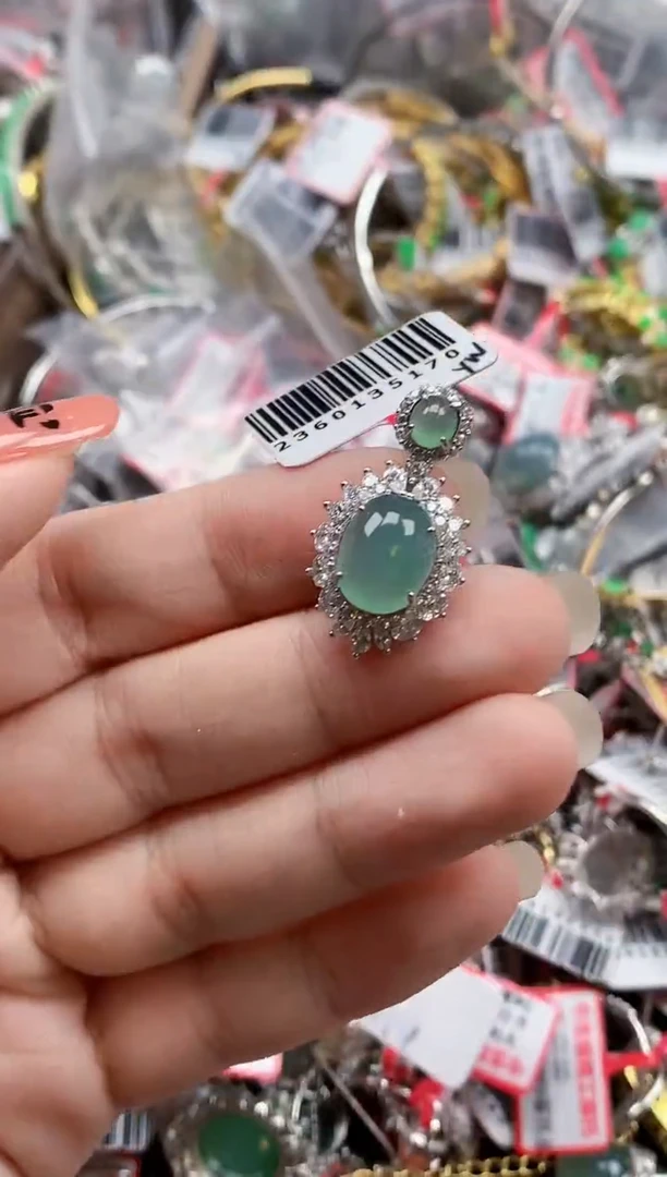 银S925镶嵌戒指翡翠天然A货缅甸翡翠