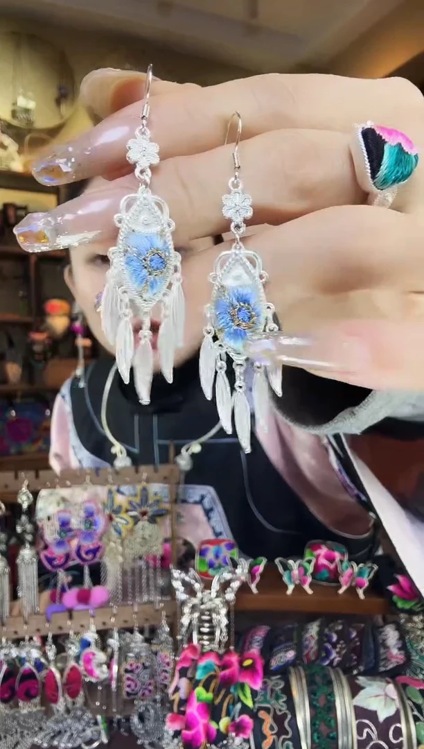 刺绣非遗刺绣民族风耳环