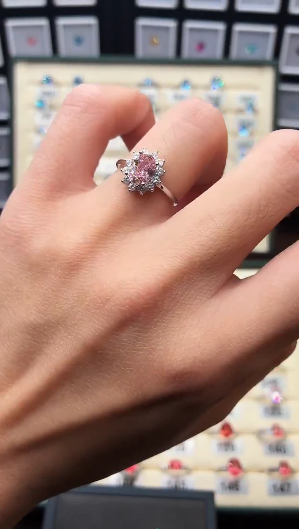 戒指彩色蓝宝石银S925镶嵌111