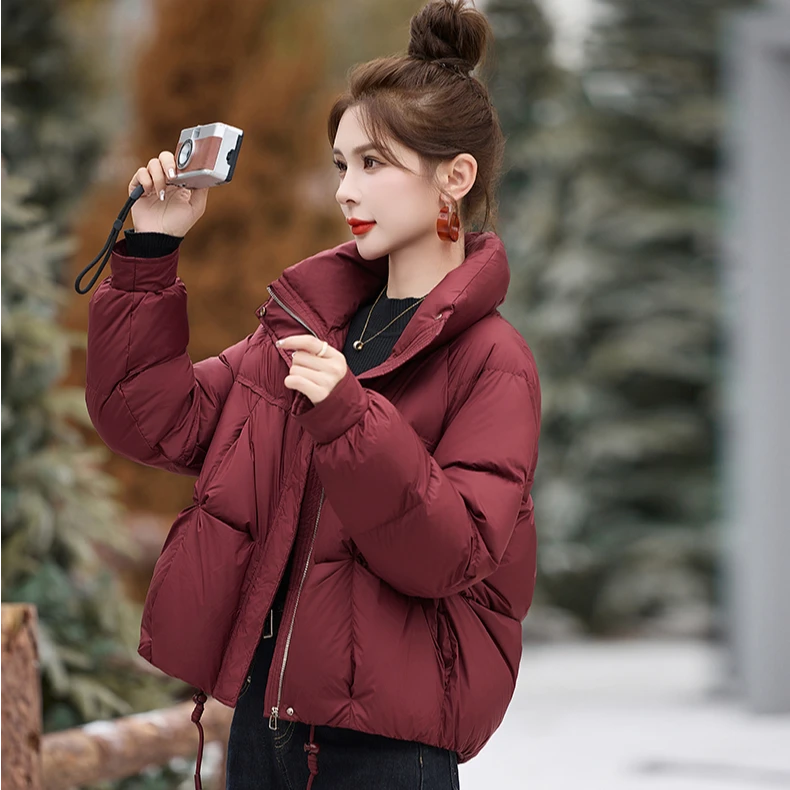 小香风短款面包服红色棉服女冬季洋气网红小个子高档保暖棉袄外套