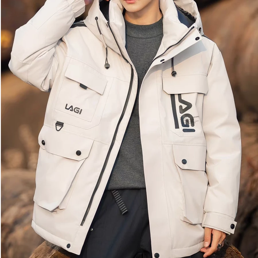 81206冬季新款工装连帽男潮牌百搭加厚中长款外套潮