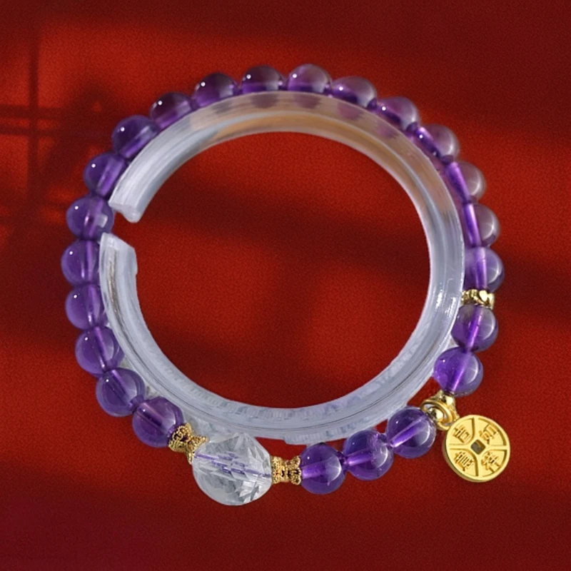 天然紫水晶薰衣草精致锁骨珠项链百搭女款时尚mm手链SJ000260001