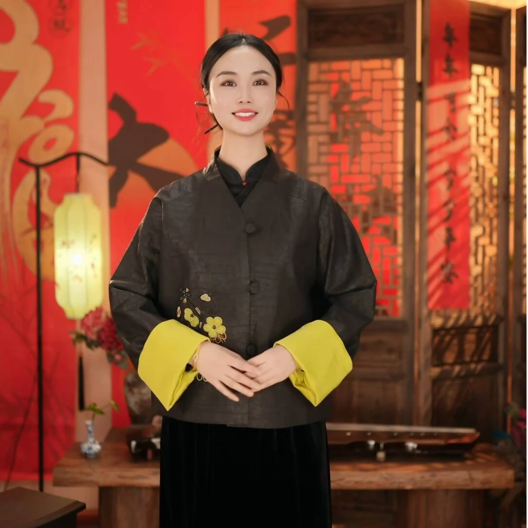 【东方婵韵】中式传统双面双穿香云纱龟纹刺绣外套DFCY351372