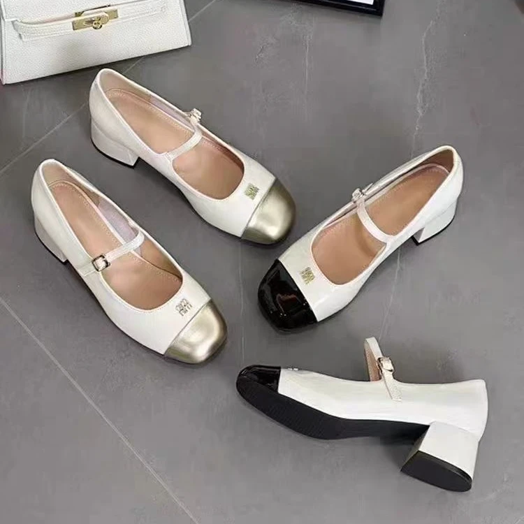 1-3601   新款时尚百搭粗跟圆头玛丽珍单鞋