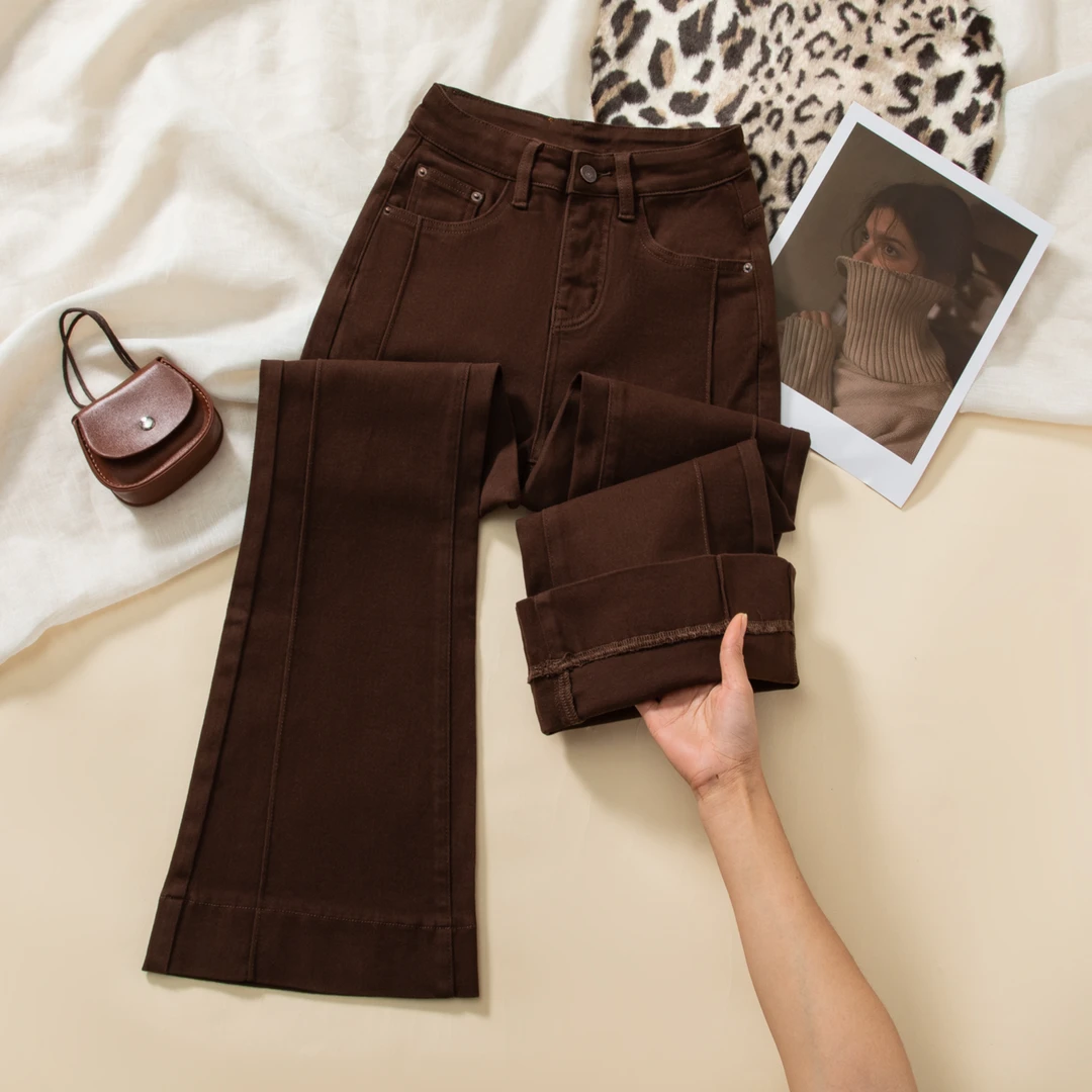 美拉德高腰八分小个子微喇牛仔裤女秋冬款显瘦宽松九分直筒喇叭裤