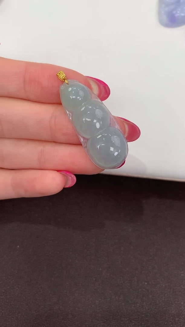 颈饰18K金镶嵌翡翠天然缅甸a货翡翠(多样性发其一