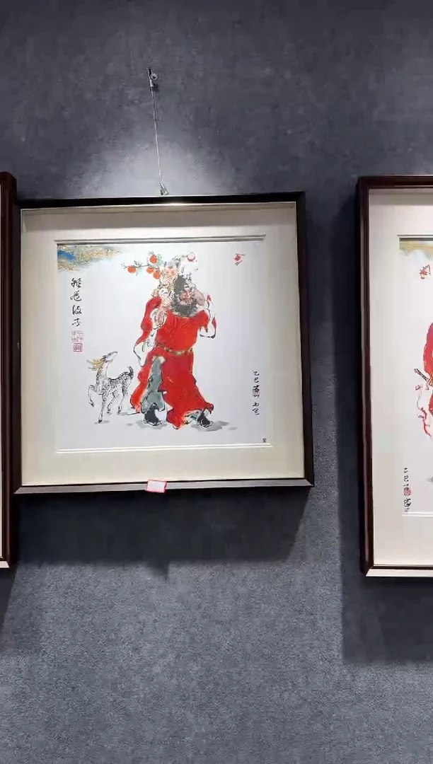 国画?***?牛百川老师手绘 钟馗护子 小鹿图案100*50 预售 两天内