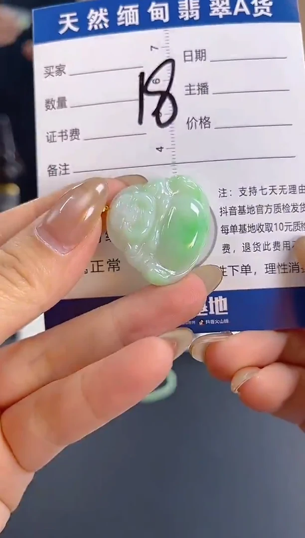 颈饰18K金镶嵌翡翠纯天然缅甸翡翠A货