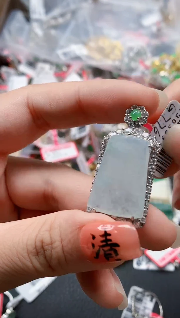 银S925镶嵌戒指翡翠天然A货缅甸翡翠