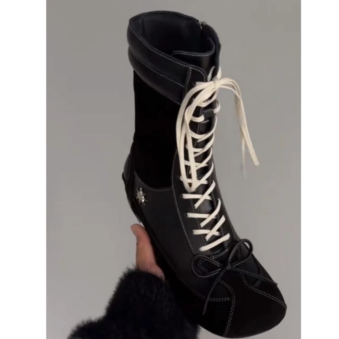 糖糖2025新款女鞋透气四季潮款时尚百搭休闲黑色厚底英伦风4-29-1