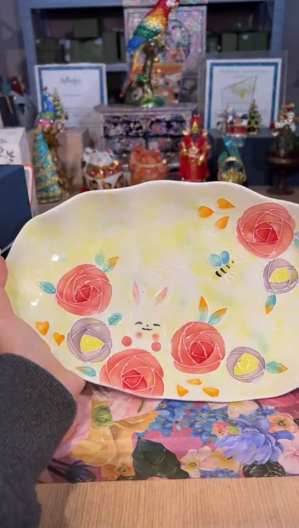 【闪购商品】杯25兔玫瑰鱼盘