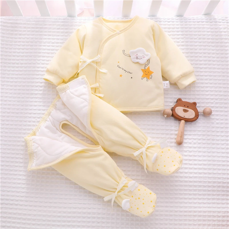 婴儿衣服秋冬季套装新生冬款初生宝宝刚出生加厚分体春秋棉衣冬装