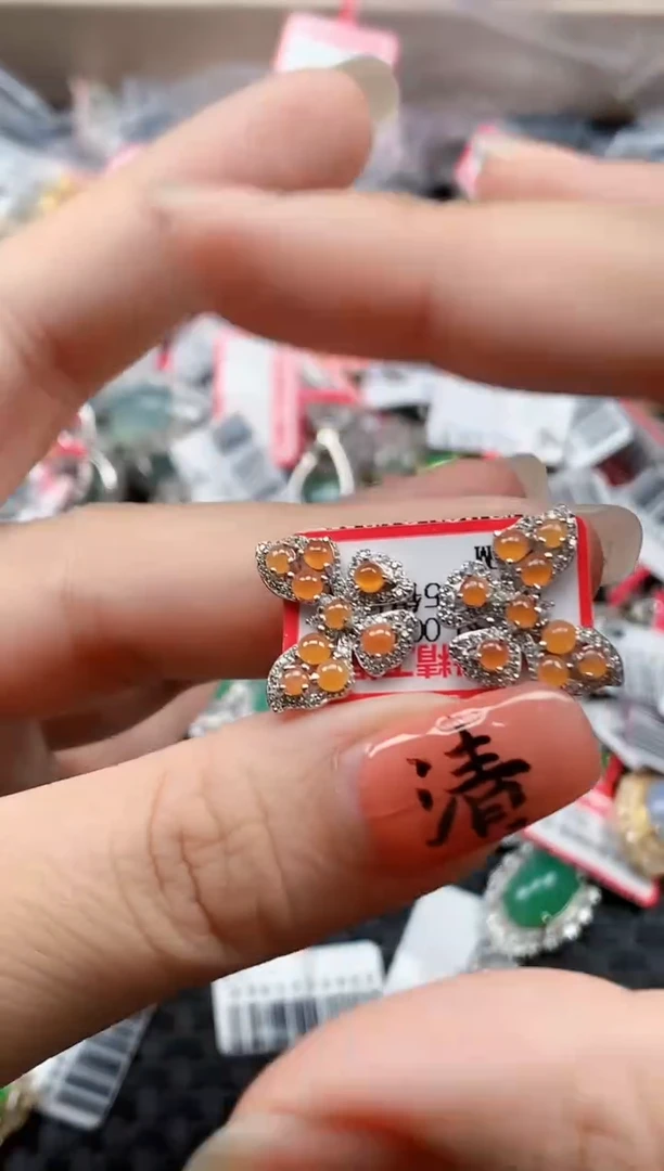 银S925镶嵌戒指翡翠天然A货缅甸翡翠