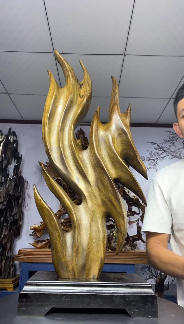 金丝楠木雕款誰***荡金丝楠木工艺品摆件