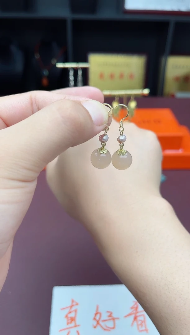 玛瑙/玉髓耳饰银S925镶嵌218000