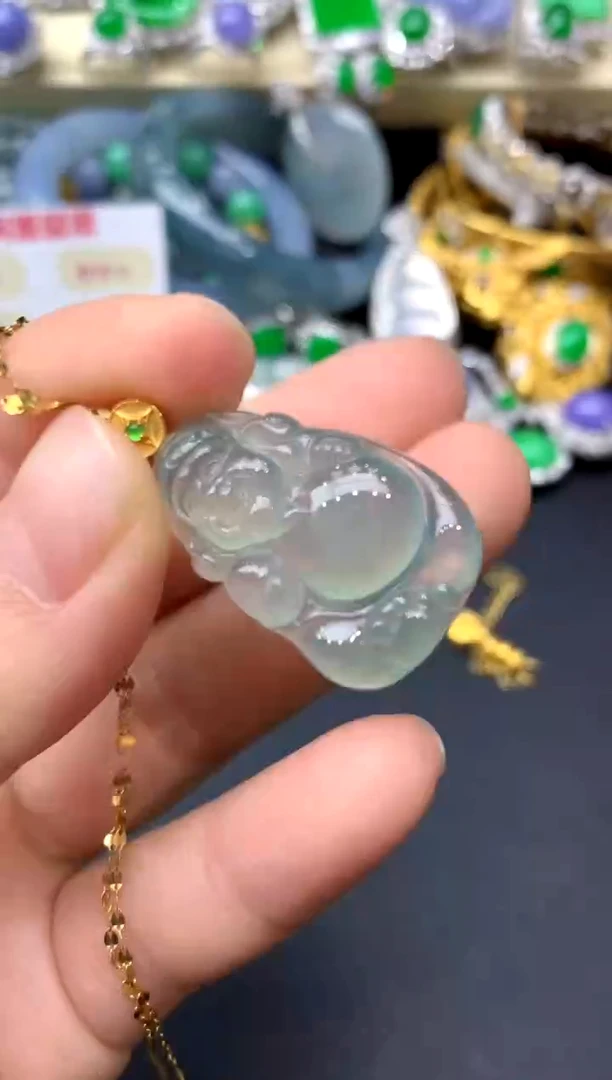 颈饰18K金镶嵌翡翠276-中国好珍宝