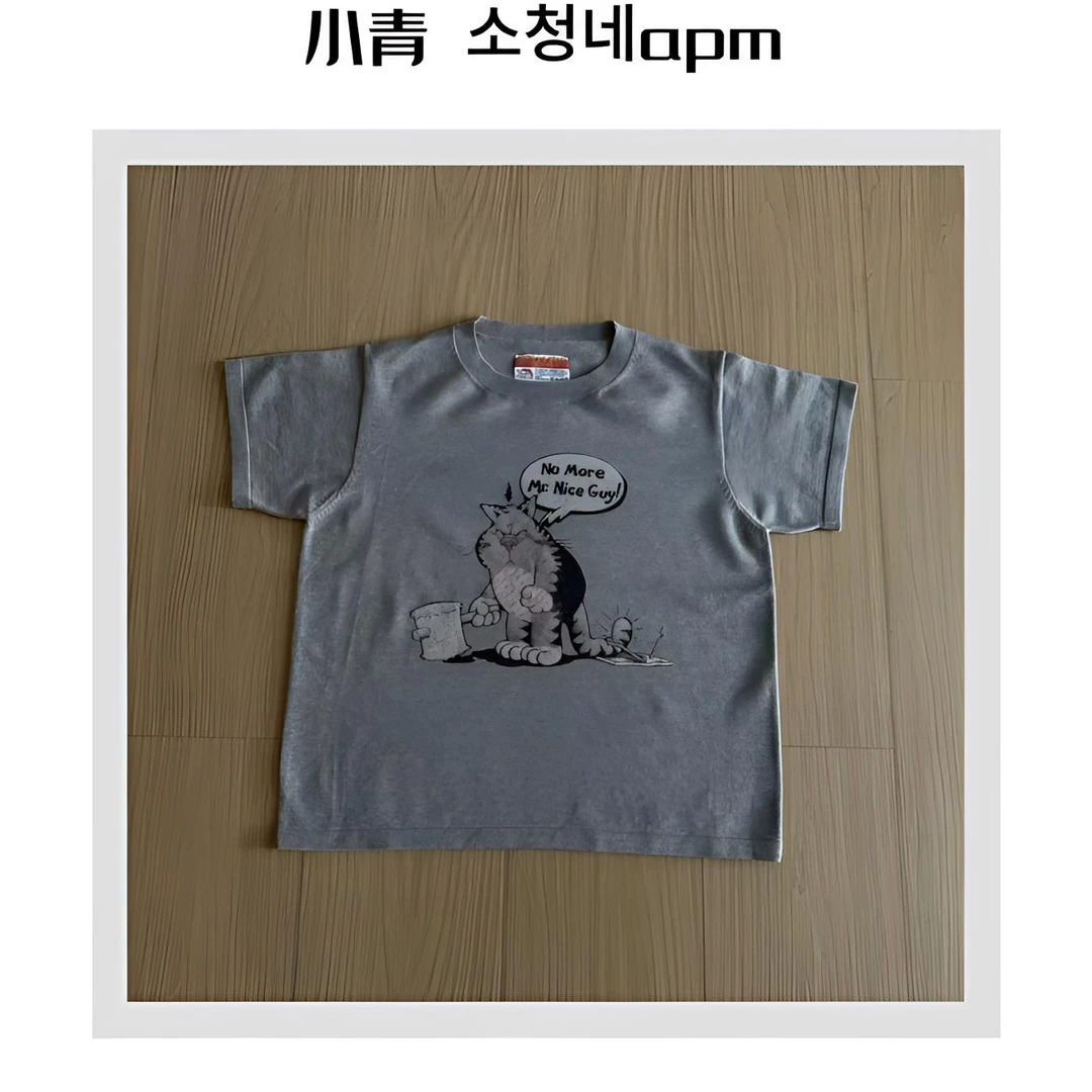 韩国东大门 公鸡/愤怒锤子猫针织T恤