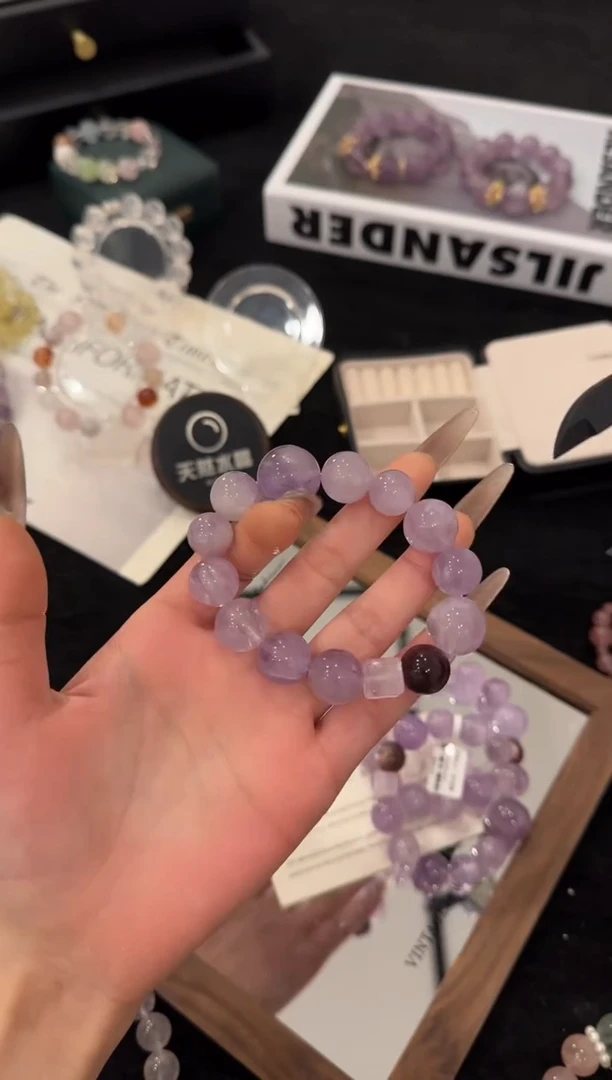 未镶嵌手链水晶紫兔毛x3419