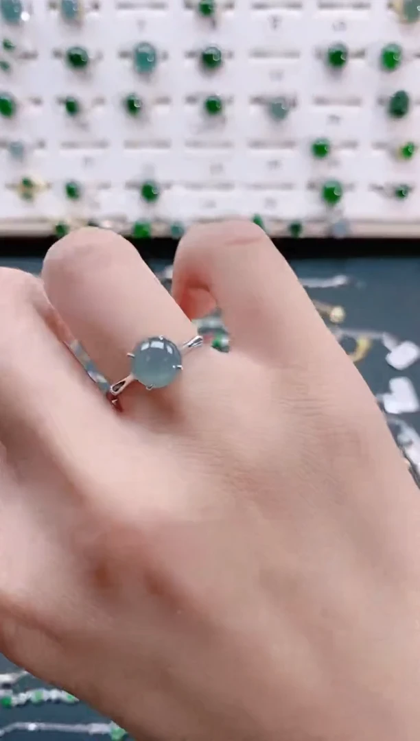 【闪购商品】翡翠戒指银S925镶嵌天然翡翠