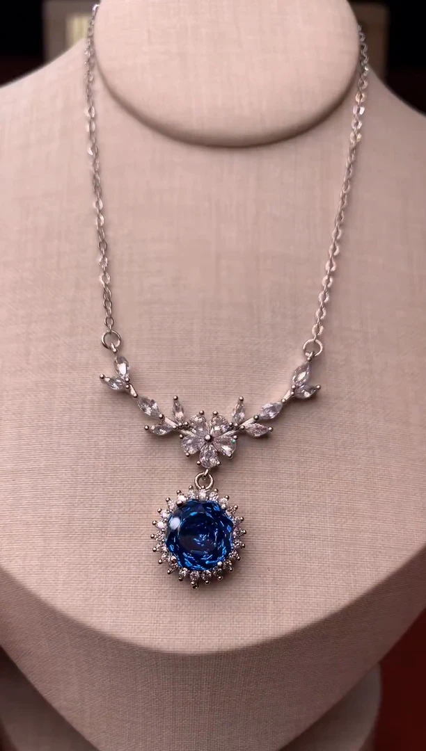 颈饰银S925镶嵌托帕石2222