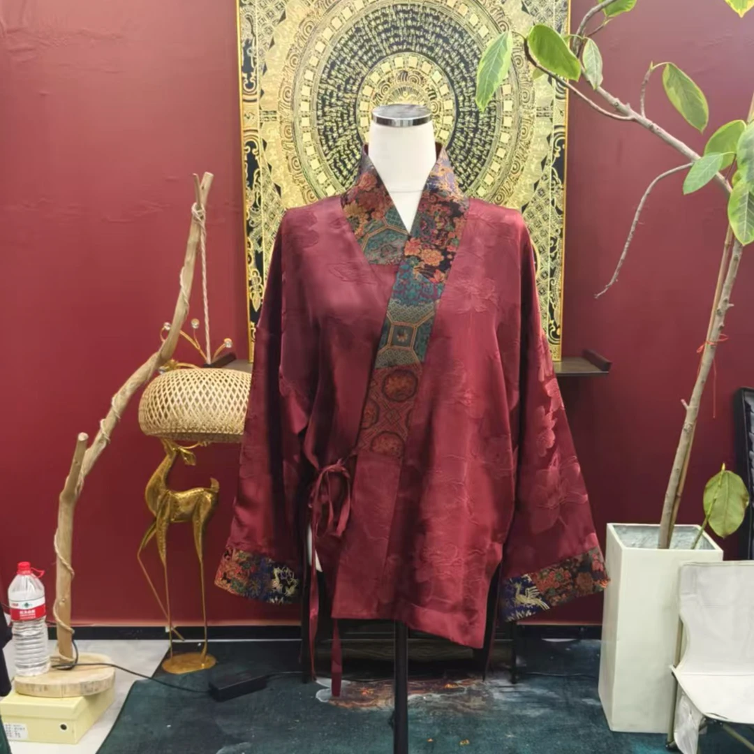 宋锦拼接双面穿外披240405021