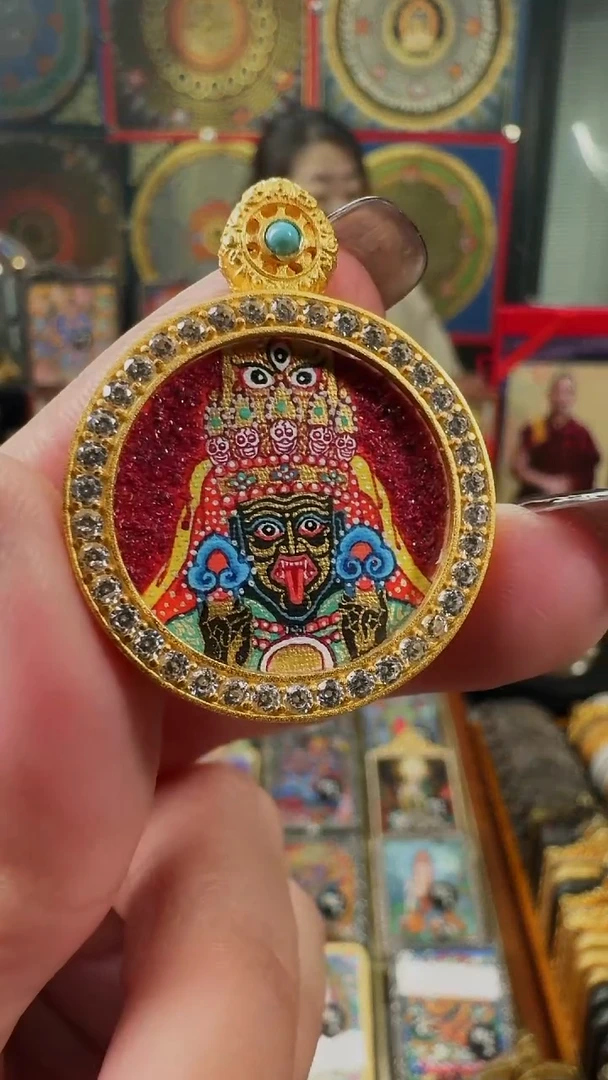 吊坠壹善缘城手绘唐卡扎基