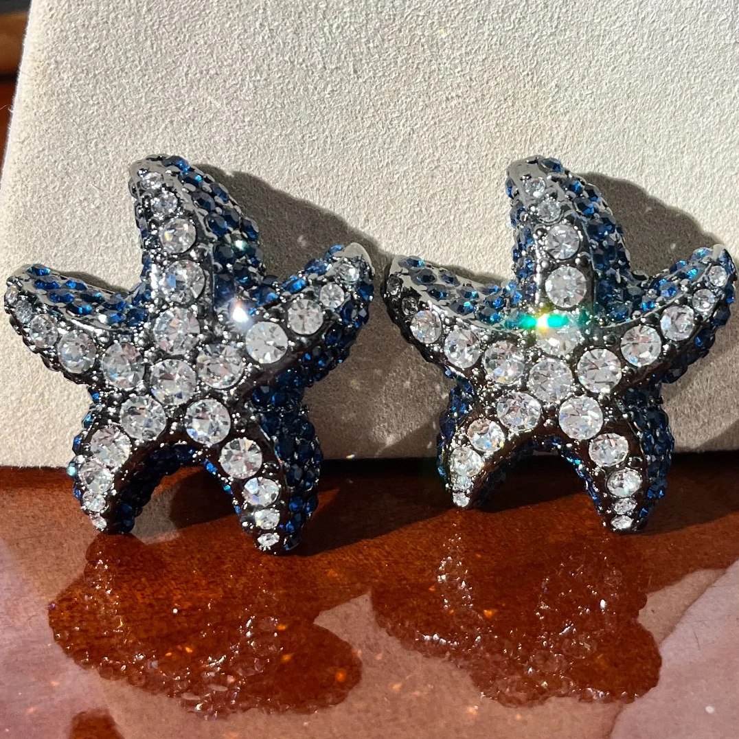 铜合金亚克力耳饰 【伊琳饰品】海星耳饰手工气质轻奢时尚百搭