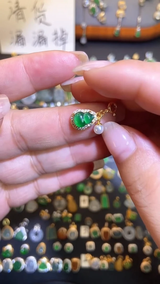 翡翠银S925镶嵌吊坠(不含链)1