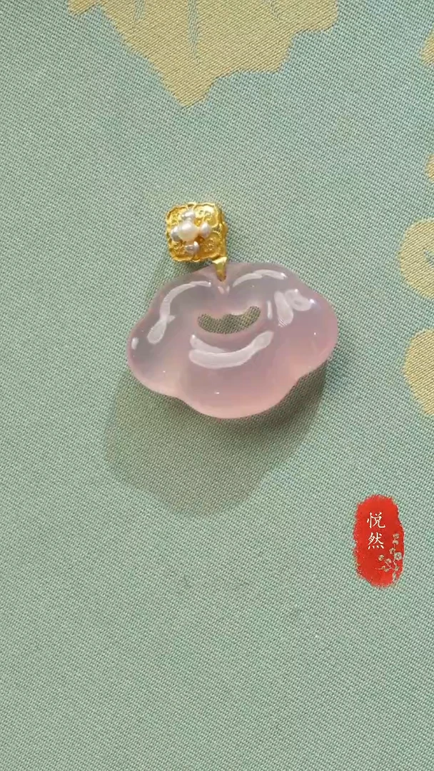 银S925镀金镶嵌吊坠(不含链)玛瑙/玉髓玛瑙锁