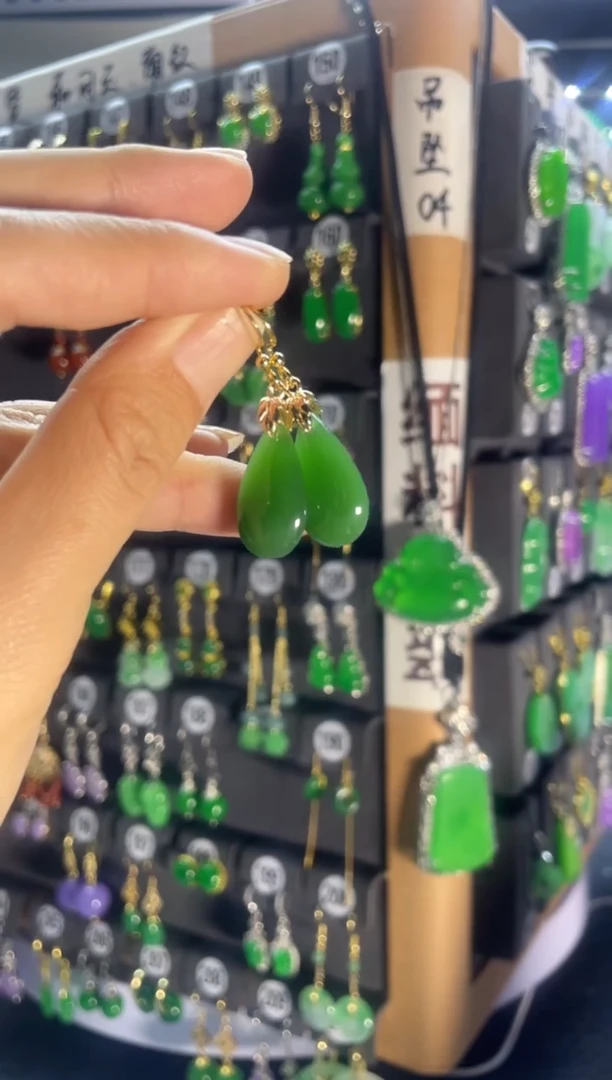 和田玉银S925镶嵌耳饰032