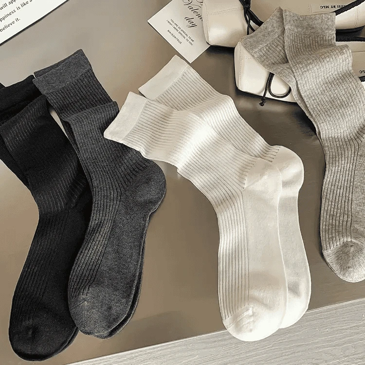 堆堆袜女夏季搭配老爹鞋中筒袜灰色袜子薄款miu系芭蕾风长袜j
