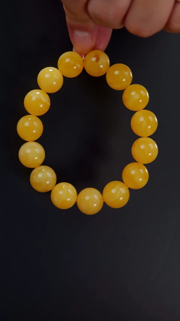 【闪购商品】蜜蜡手链未镶嵌焦皮圆珠手串31.74