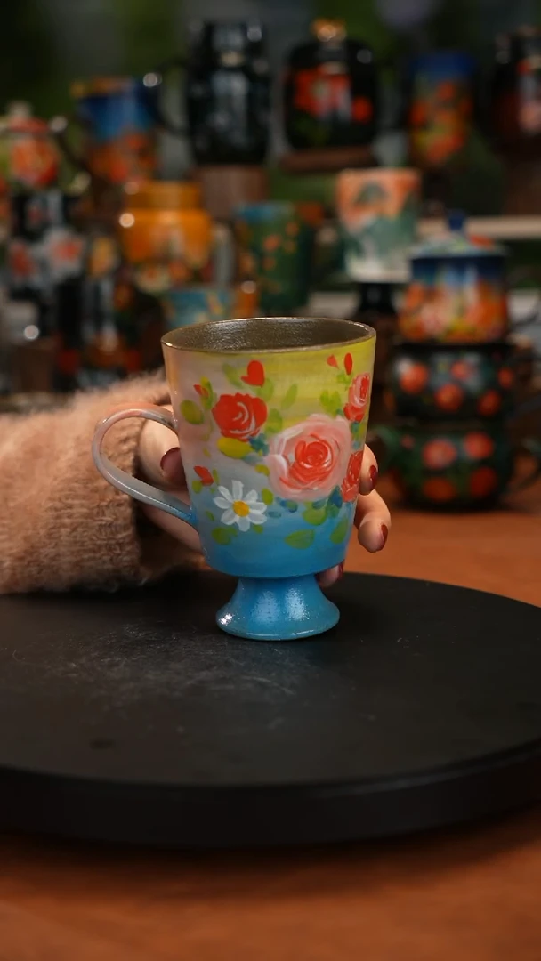 紫砂油画手绘釉下彩