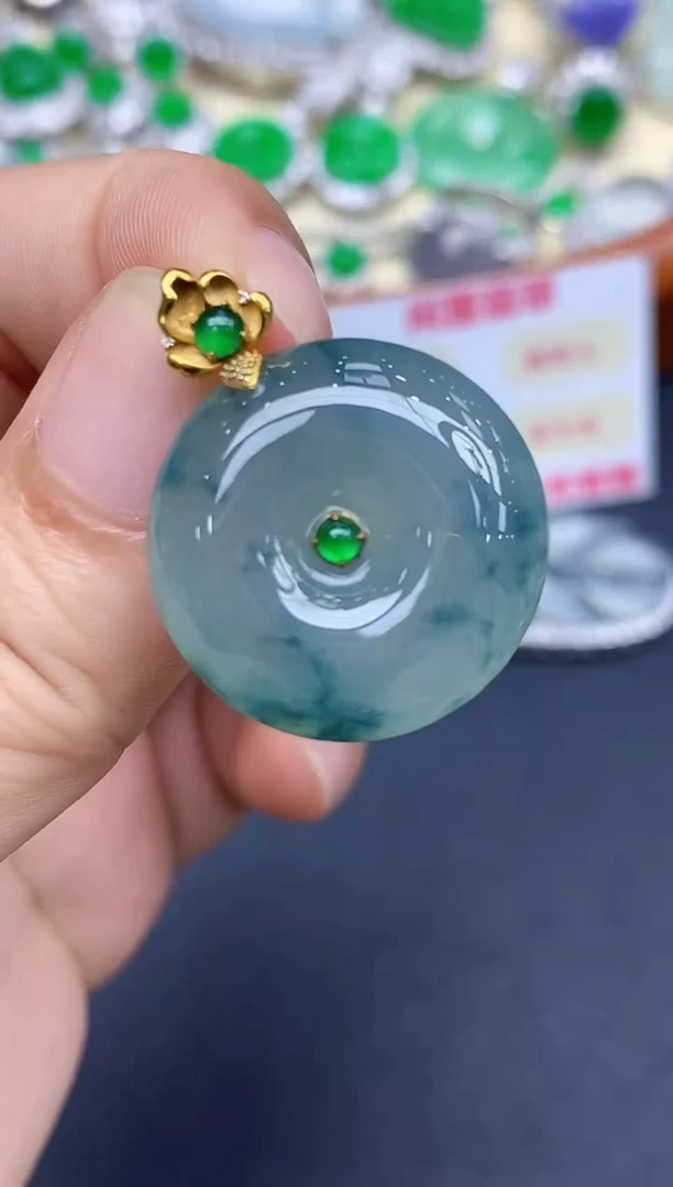 颈饰18K金镶嵌翡翠396-中国好珍宝