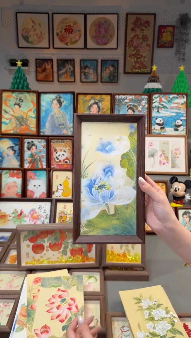 国画蓝染白荷花 手绘国画27