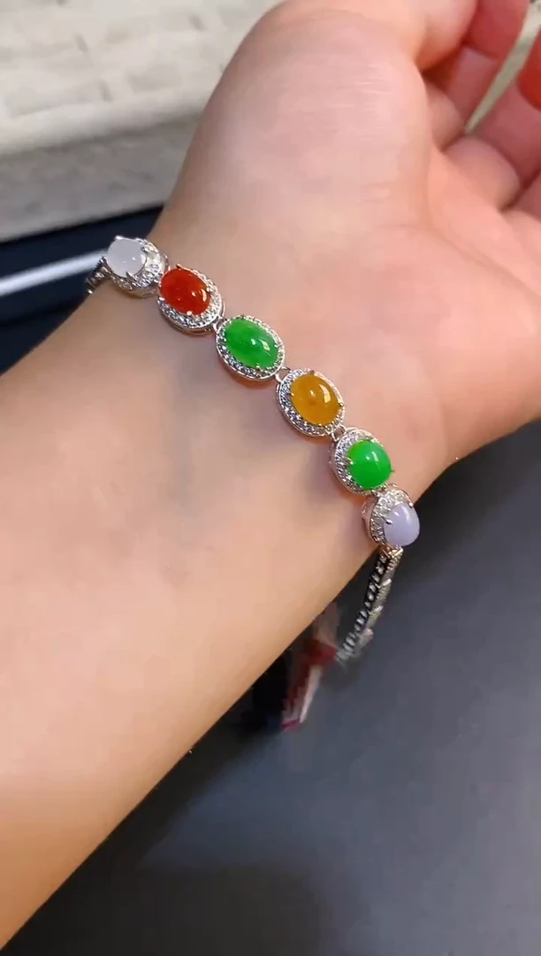 银S925镶嵌翡翠耳饰天然