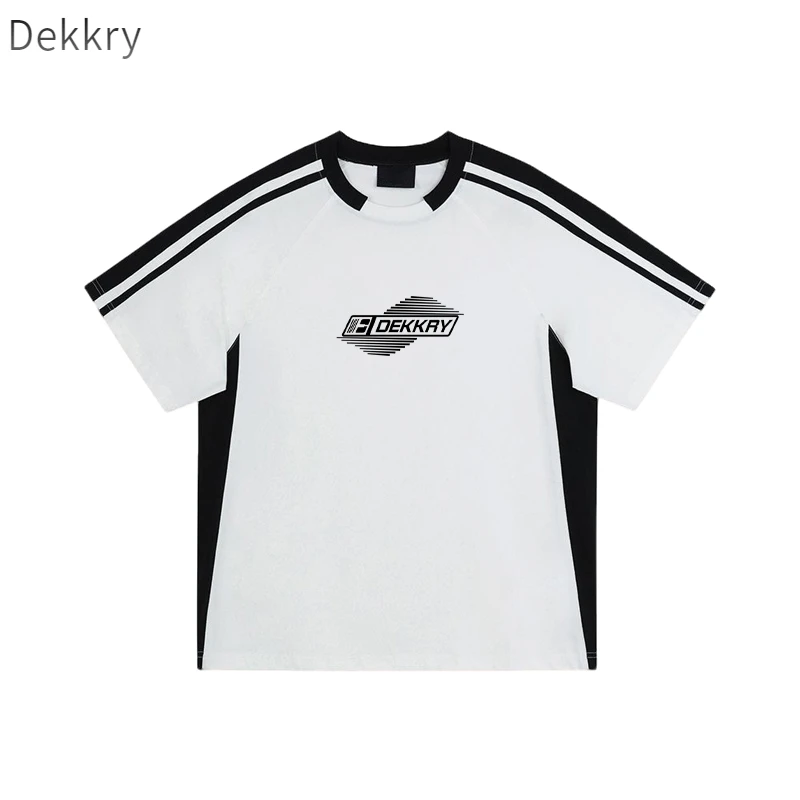 【Dekkry】夏季宽松休闲情侣美式个性ins字母拼接短袖T恤男女半袖