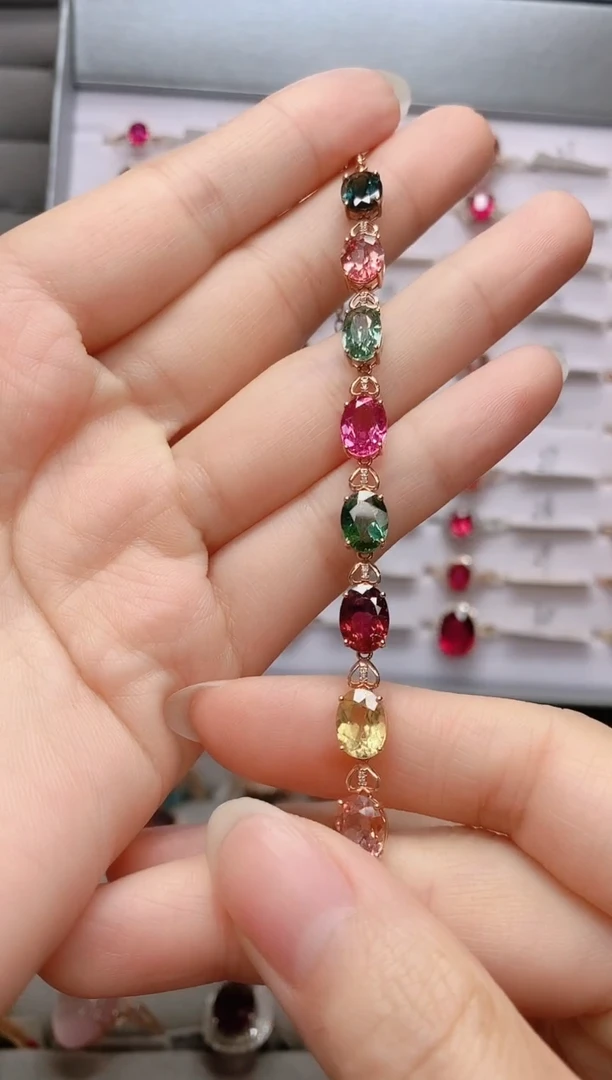 【闪购商品】碧玺18K金手链18K金镶嵌.