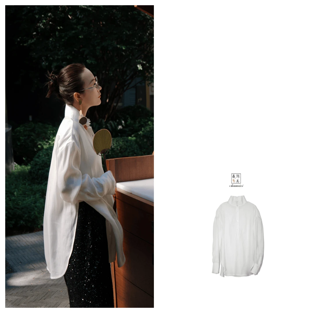 ChenYueTong【高定】新中式春夏国风盘扣长袖衬衫上衣CK-CS-6056