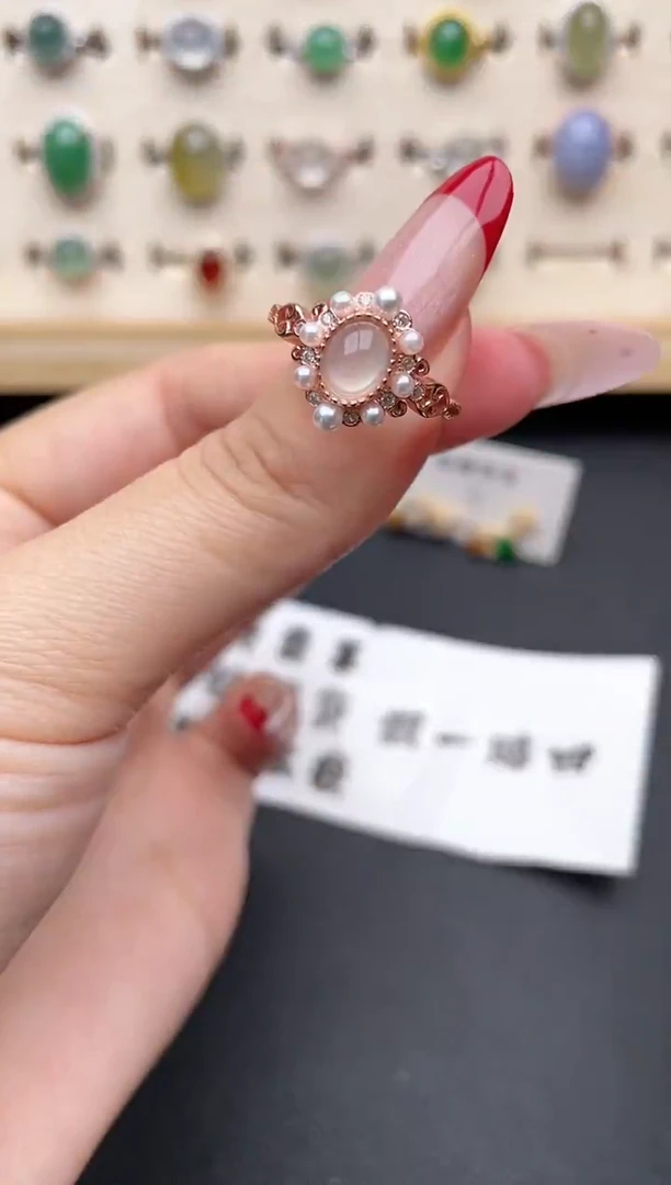 【闪购商品】翡翠戒指银S925镶嵌一物一证一礼盒