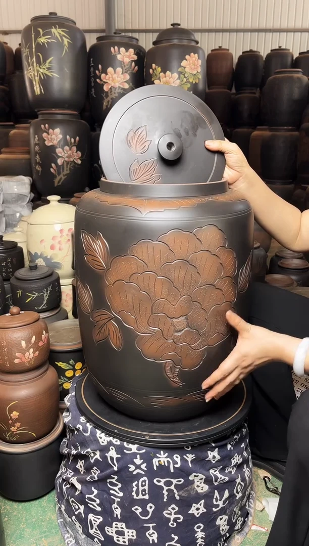 【闪购商品】壶完品 水缸 牡丹花 36升 高51cm