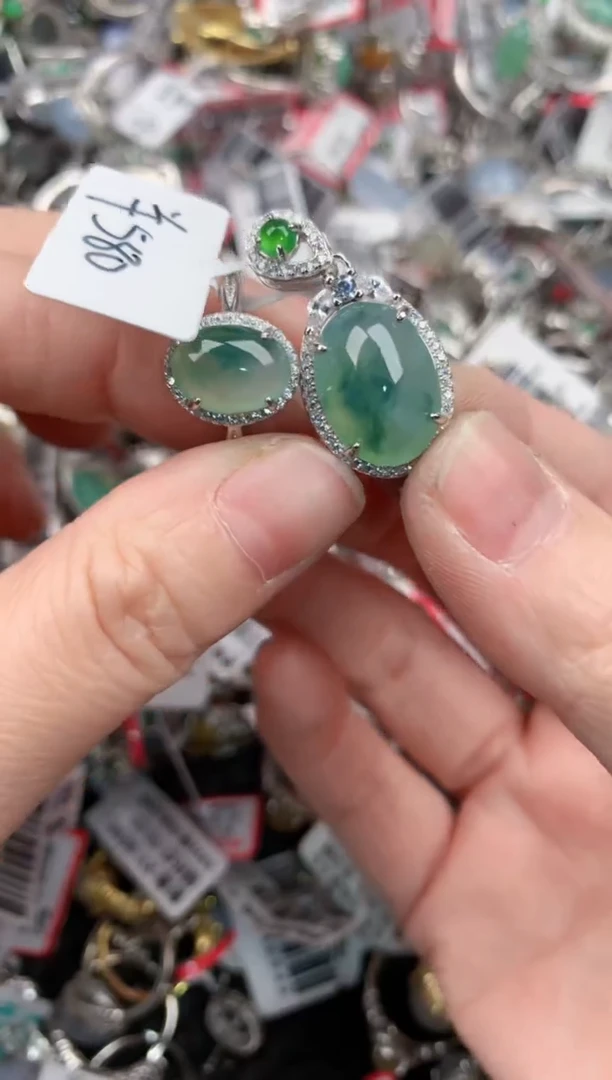 银S925镶嵌戒指翡翠10-10-10     9