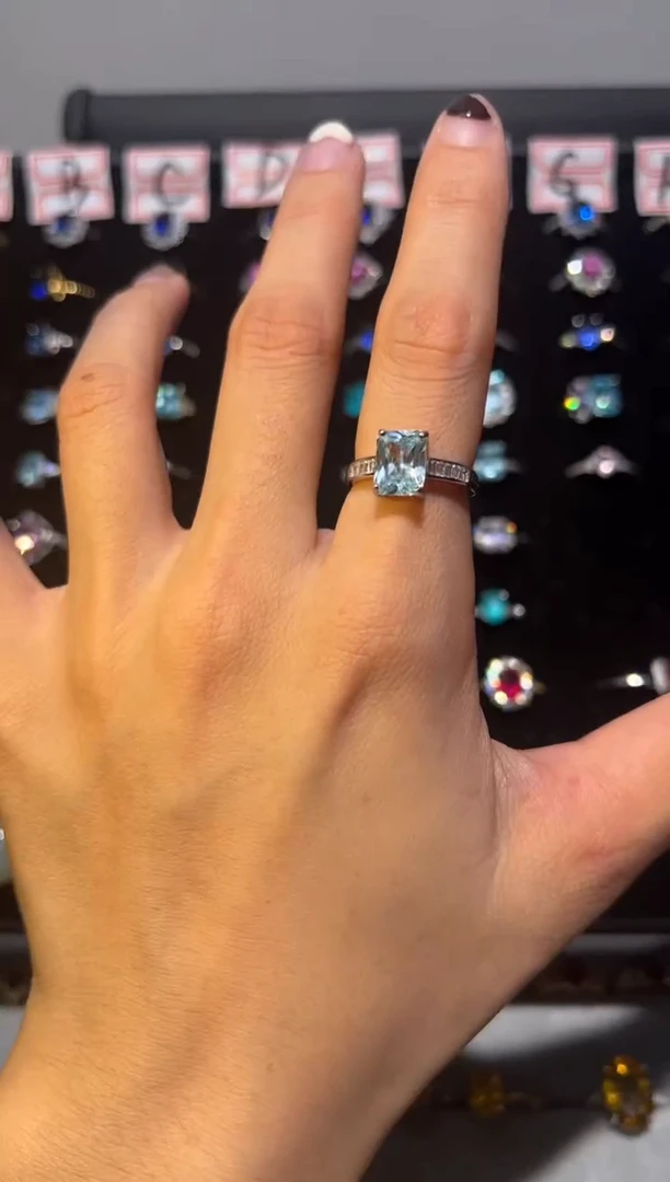 【闪购商品】海蓝宝石戒圈银S925镶嵌15632