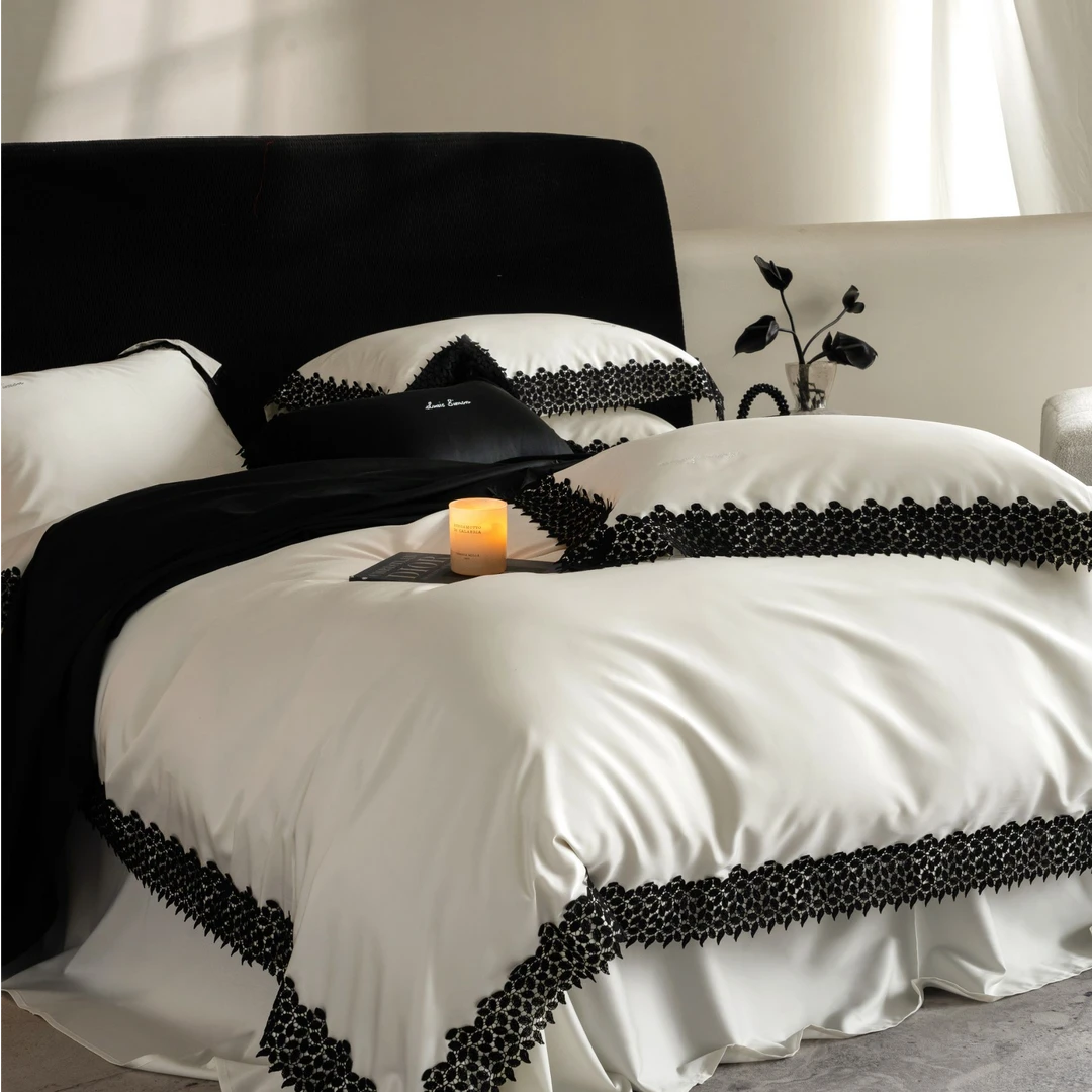 「月光女神」米兰设计师款手工蕾丝花边天丝棉四件套