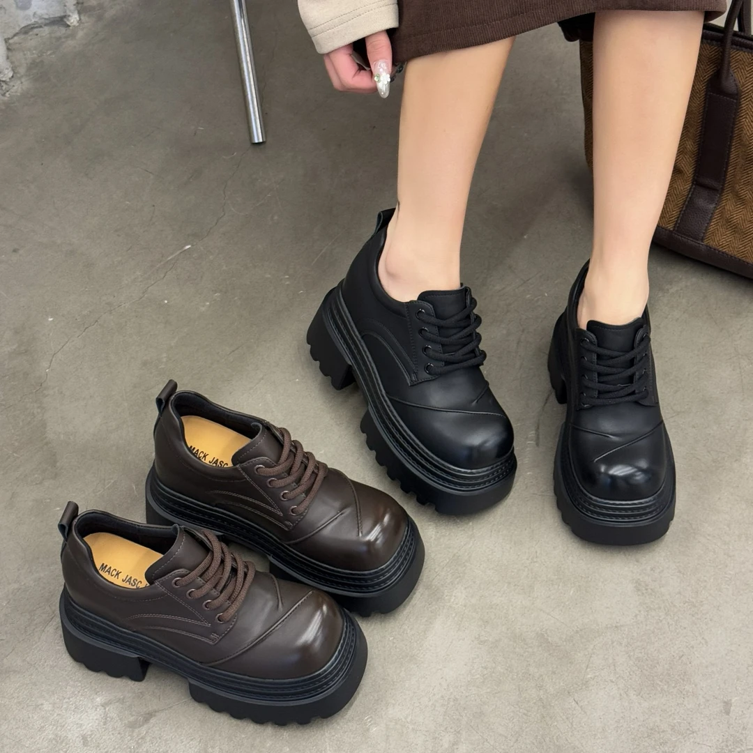 增高10CM2025春季新款女鞋时尚百搭厚底小个子休闲乐福鞋756-21